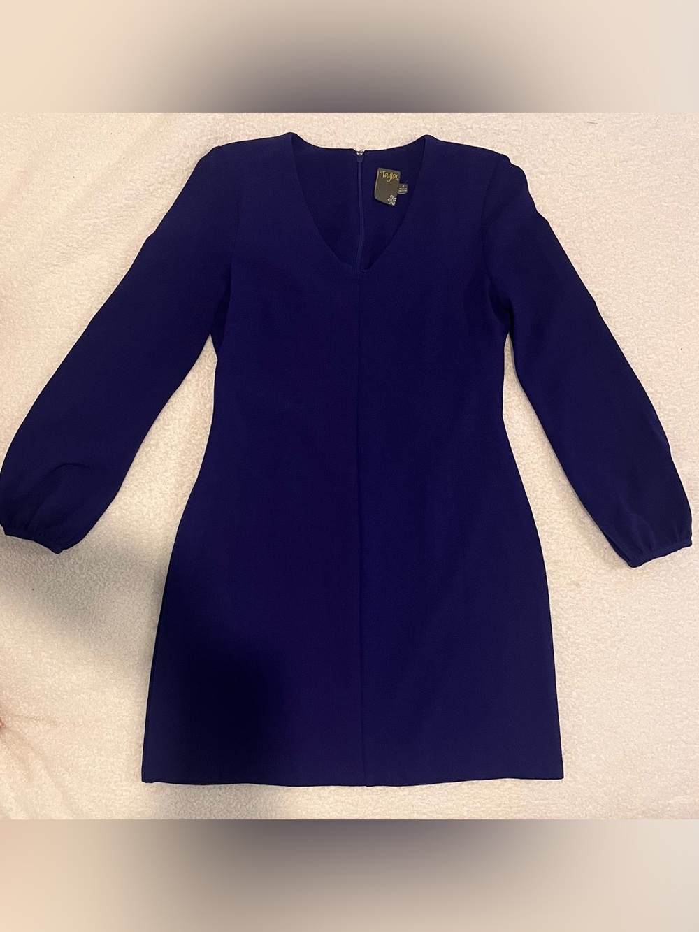 Taylor Deep Blue/Purple V-Neck Long Sleeve Sheath Dress